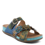 Women's CAELANA Hand-Painted Leather Sandals with Floral Detailing and Ankle Buckle